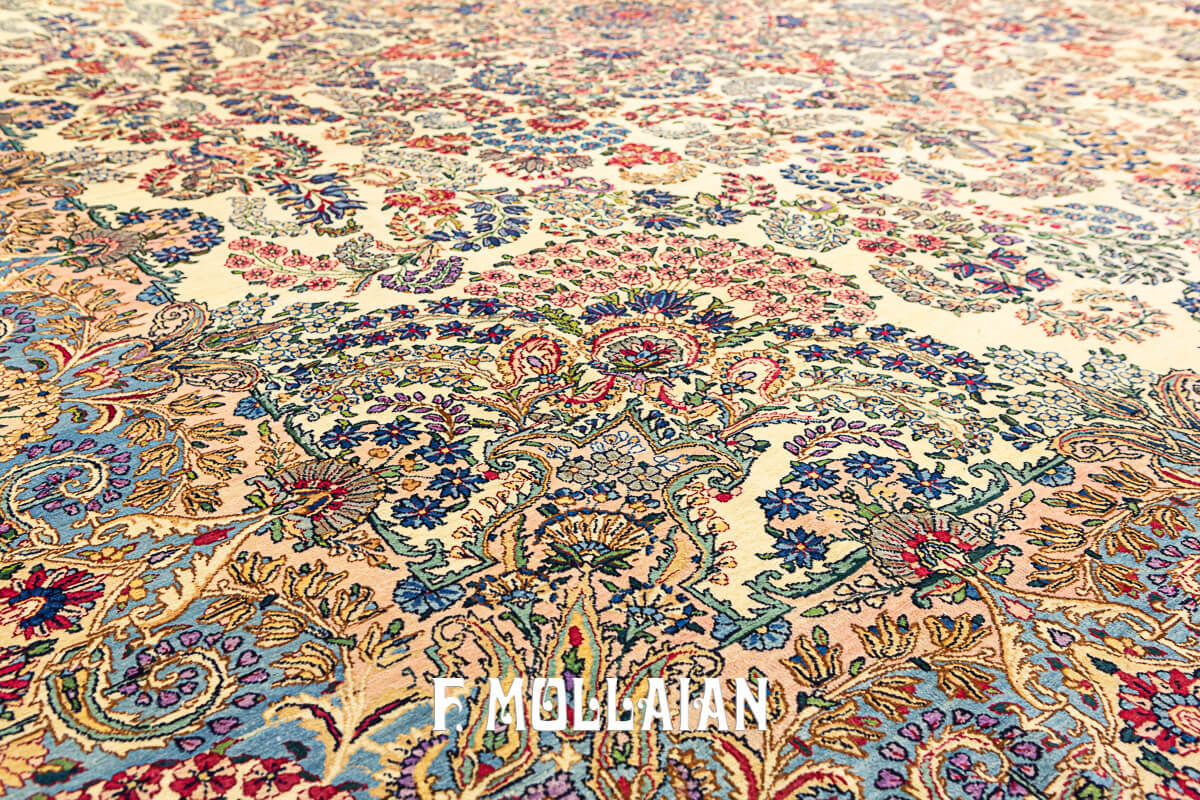 Large Persian Antique Floral Kerman Rug n°:76421505